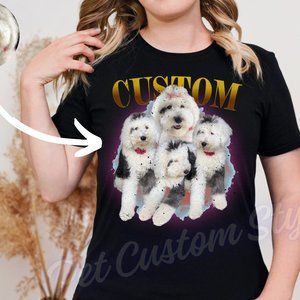 Custom Bootleg Rap PET Shirt,Custom Dog Photo Shirt,Retro Vintage Graphic 90sTee